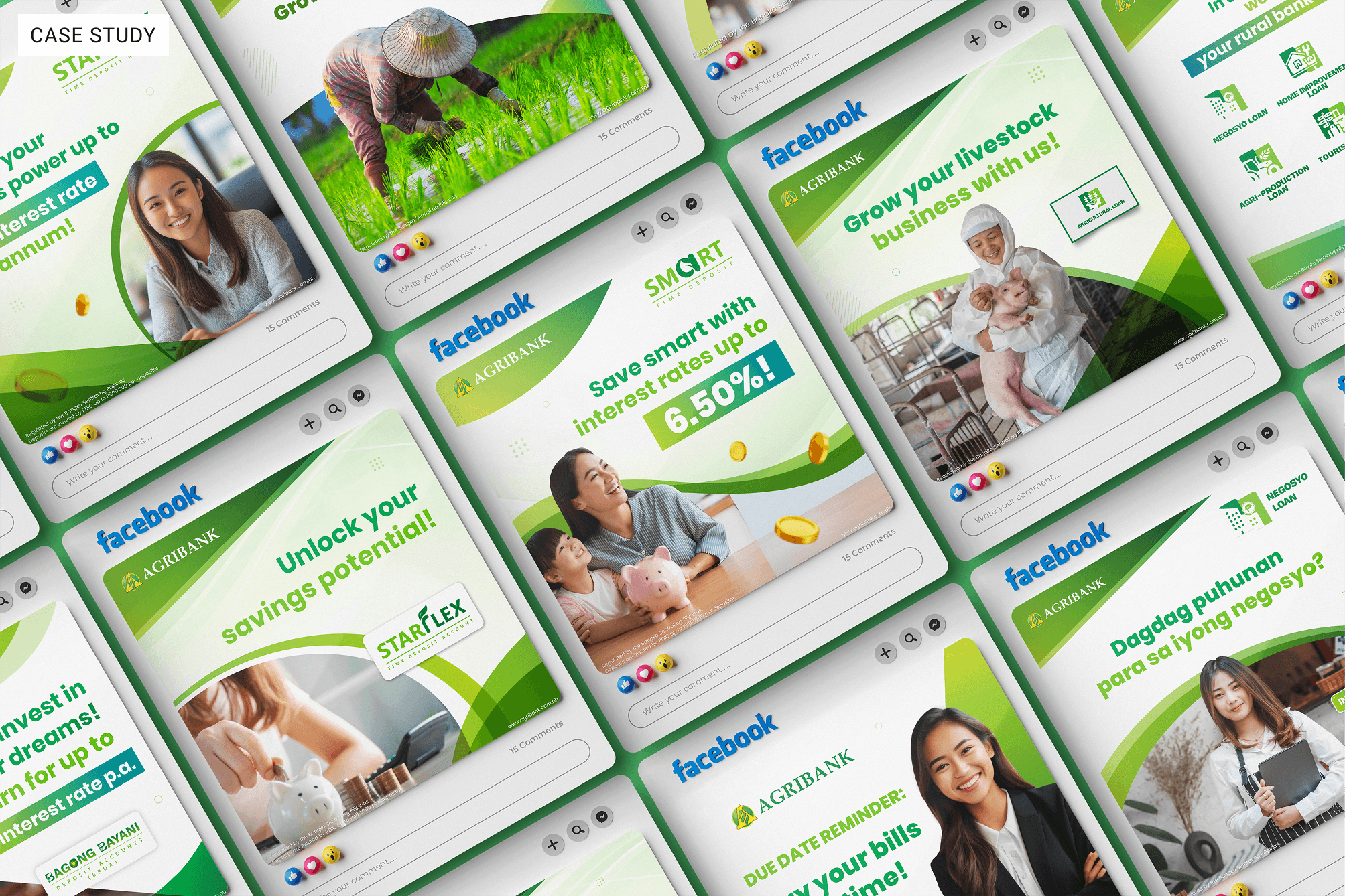 A collection of social media advertisements for Agribank.